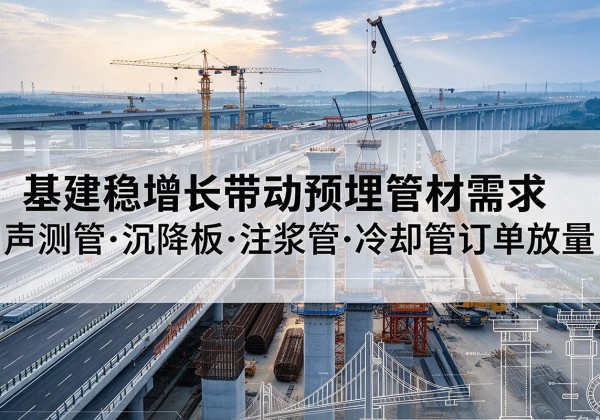 乌拉特中旗基建稳增长带动预埋监测管材需求，声测管、沉降板、注浆管订单持续放量